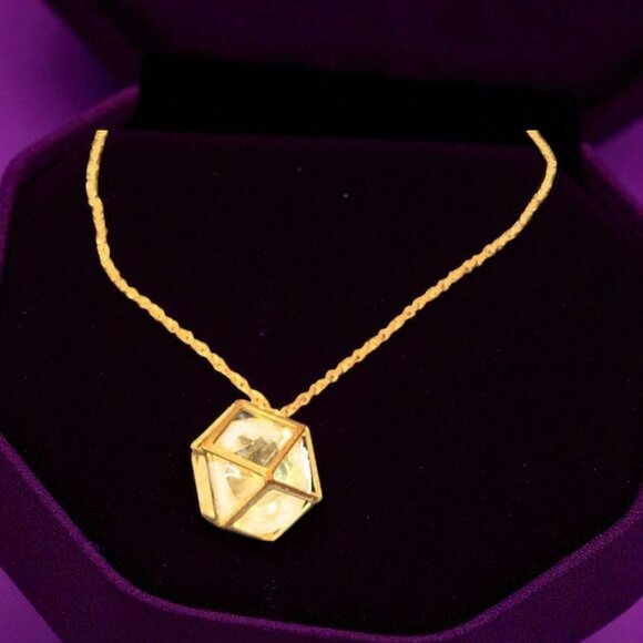 Caged Crystal Pendant Gold Plated Necklace - Picture 3 of 3